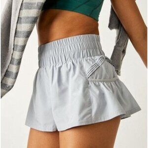 size L Free People movement Get Your Flirt On lined athletic shorts gray silver